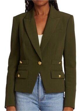 Veronica Beard Olive Blazer with Gold Buttons